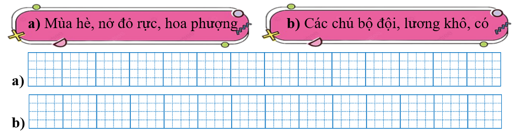 Sếp các từ ngữ thành câu rồi viết lại câu: (ảnh 1)