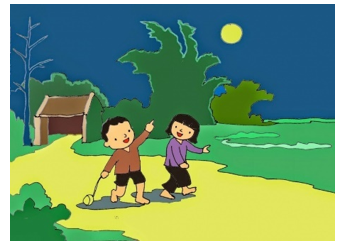 Điền vào chỗ trống.   Trăng ………… A. lên. B. nghe. C. nghỉ. (ảnh 1)