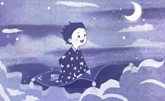 A cartoon of a child flying on a flying carpet

AI-generated content may be incorrect.