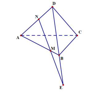 Cho bốn điểm A,B,C,D không cùng nằm trong một mặt phẳng. (ảnh 1)