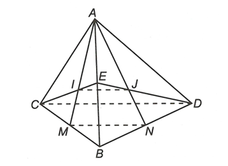 Cho tứ diện ABCD. Gọi I,J lần lượt là trọng tâm các tam giác ABC và ABD (ảnh 1)