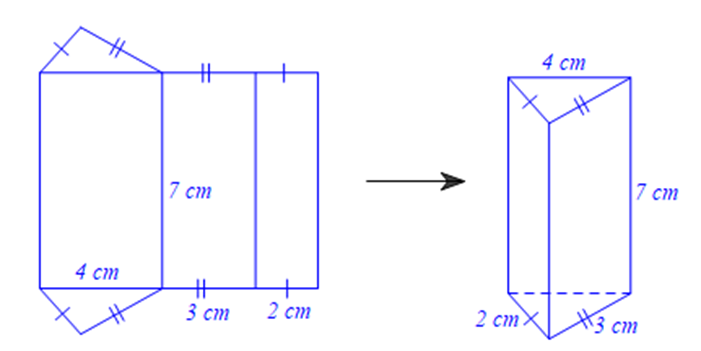 Cho tấm bìa như hình bên. Tấm bìa tạo lập được một hình lăng trụ đứng.
Chu vi đáy của hình lăng trụ đứng đó là: (ảnh 1)