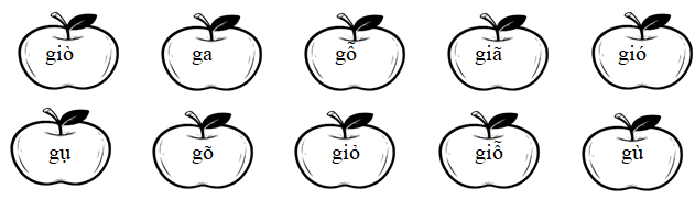 Tô màu vàng cho quả táo có “gi”, tô màu đỏ cho quả táo có “g” (ảnh 1)