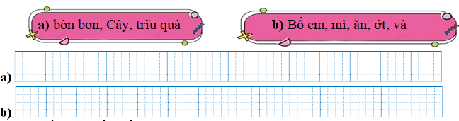 Sếp các từ ngữ thành câu rồi viết lại câu: (ảnh 1)
