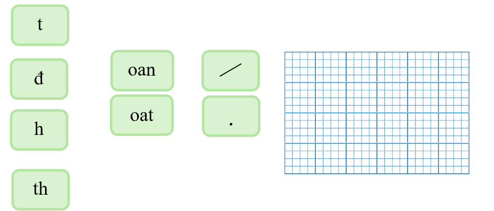 Em hãy ghép các chữ, các vần và các dấu thanh sau thành từ có nghĩa và viết lại: (ảnh 1)