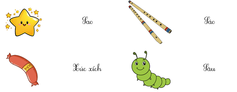 Em hãy tìm các từ có tiếng chứa “s”, “x” để gọi tên các hình sau: (ảnh 2)