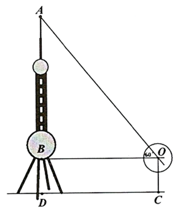 Tính chiều cao của ngọn tháp (đơn vị mét) (làm tròn kết quả đến hàng đơn vị)? (ảnh 2)