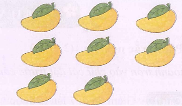 Số ? 1/2  số quả xoài là ….. quả xoài. 1/4  số quả xoài là ….. quả xoài. (ảnh 1)