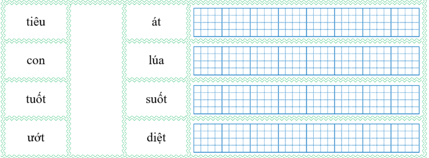 Nối đúng rồi viết lại từ ngữ: tiêu 		át (ảnh 1)