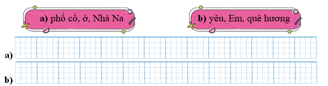 Sếp các từ ngữ thành câu rồi viết lại câu: (ảnh 1)