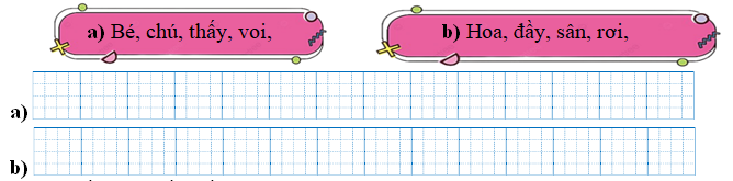 Sếp các từ ngữ thành câu rồi viết lại câu: (ảnh 1)