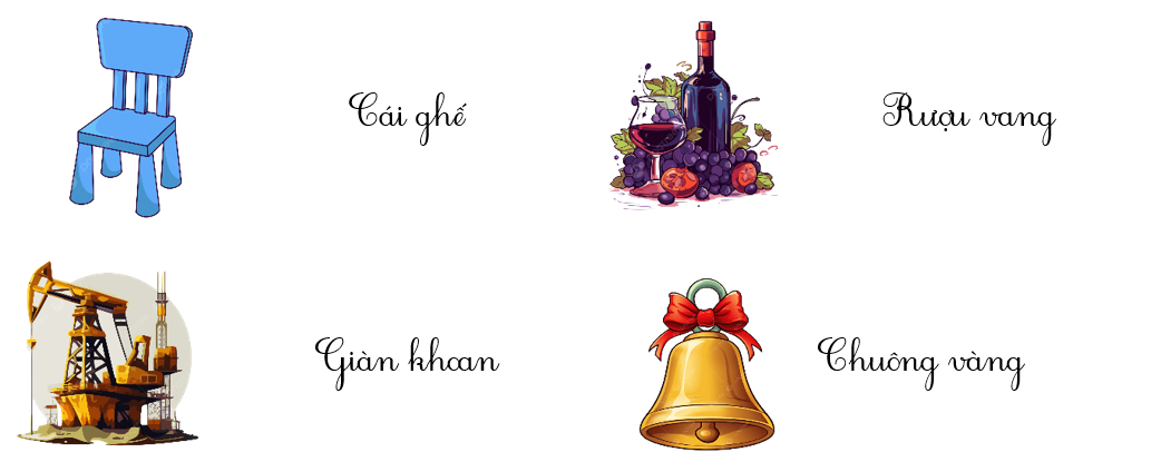 Em hãy tìm các từ phù hợp để gọi tên các hình sau: (ảnh 2)