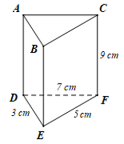 Hình lăng trụ đứng tam giác có các kích thước như hình vẽ. Khi đó diện tích xung quanh của hình lăng trụ đó bằng:
 (ảnh 1)