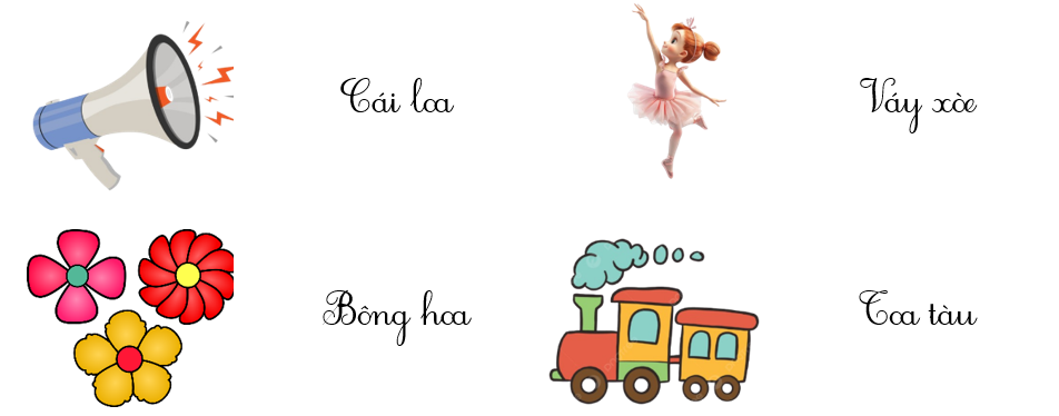 Em hãy tìm các từ có tiếng chứa vần “oa”, “oe” để gọi tên các hình sau: (ảnh 2)