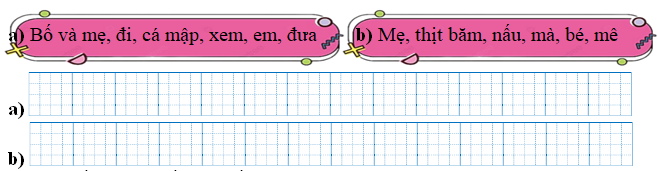 Sếp các từ ngữ thành câu rồi viết lại câu: (ảnh 1)