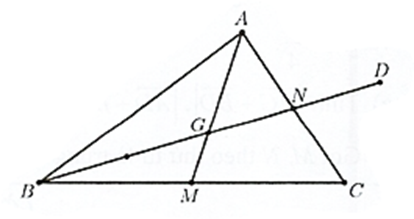 Cho tam giác ABC có G là trọng tâm. Gọi D là điểm đối xứng của B qua G, M là trung điểm của BC. Khi đó:  a) vec MD = vec MG + vec GD. (ảnh 1)