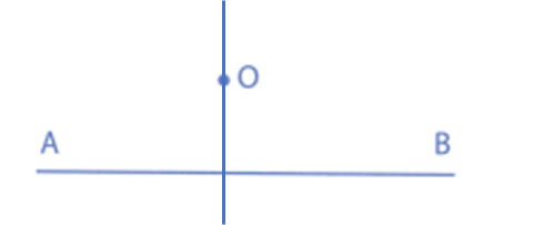 Vẽ đường thẳng đi qua O và vuông góc với AB: (ảnh 2)