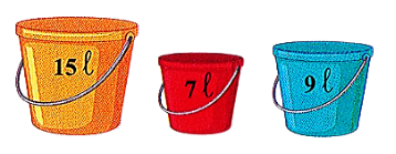 Nếu đổ nước từ hai xô xanh và đỏ sang xô vàng thì: (ảnh 1)