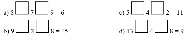 Điền dấu +, dấu – thích hợp vào ô trống. (ảnh 1)