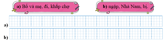 Sếp các từ ngữ thành câu rồi viết lại câu: (ảnh 1)