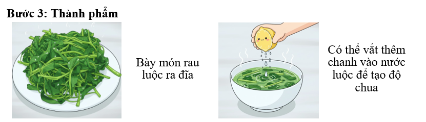 Đề bài số 2: Dựa vào hình ảnh dưới đây hoàn thành hướng dẫn cách luộc rau đơn giản tại nhà. (ảnh 4)