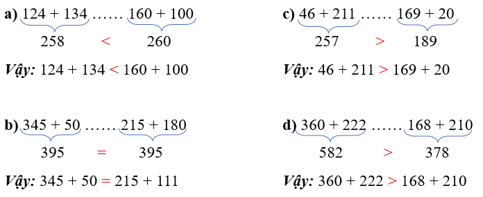 Điền dấu >, <, = thích hợp vào chỗ chấm (ảnh 1)