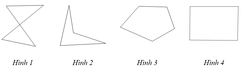 Cho các hình vẽ sau: Trong các hình sau, những hình nào là tứ giác lồi? (ảnh 1)