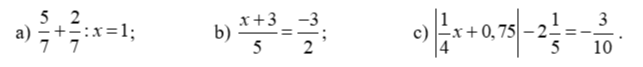 (1,5 điểm) Tìm x, biết: 5/7 + 2/3 : x = 1 (ảnh 1)