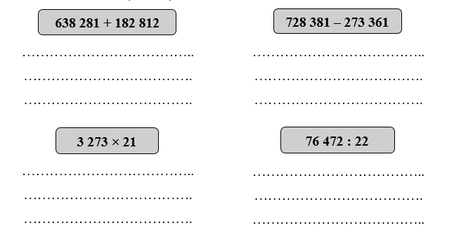 Đặt tính rồi tính: (2 điểm) 638 281 + 182 812 (ảnh 1)