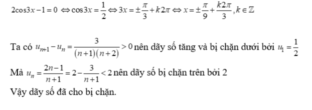 (1,0 điểm): a) Giải phương trình 2 cos 3x -1=0 (ảnh 3)
