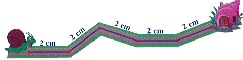 Để về đến nhà, Ốc Sên cần đi quãng đường dài là: (0,5 điểm) A. 8 cm B. 1 dm C. 12 cm D. 6 cm (ảnh 1)