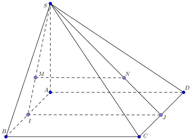 Chọn D   Ta c&oacute; \[MN\,{\rm{// }}IJ\], suy ra \(MN{\rm{//}}\left( {ABCD} \right)\). (ảnh 1)