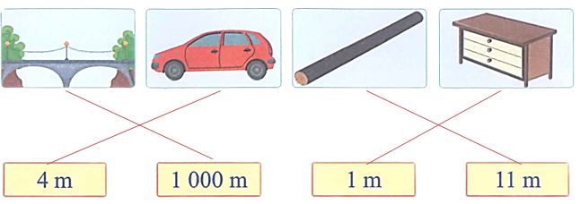Tìm vật với số đo độ dài thích hợp trong thực tế. (1 điểm) (ảnh 3)