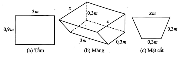 Để làm máng xối nước, từ một tấm tôn kích thước \(0,9 (ảnh 1)