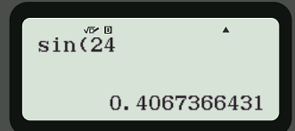 Chọn B Từ hình vẽ ta thấy đường thẳTính \(\sin 24^\circ \) làm tròn đến hàng phần trăm. A. \(0,41\). B. \(0,4\). C. \(0,406\). D. \(0,407\). (ảnh 1)