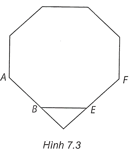Tháp Phước Duyên ở Chùa Thiên Mụ (Huế) cao bảy tầng, sàn của mỗi tầng đều là hình bát giác đều (như hình bên). Hỏi góc giữa hai cạnh \(AB\) và \(CD\) là bao nhiêu độ? (ảnh 2)