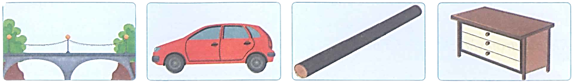 Tìm vật với số đo độ dài thích hợp trong thực tế. (1 điểm) (ảnh 1)