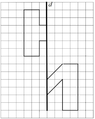 Vẽ hình đối xứng qua đường thẳng d của hình đã vẽ trên hình sau: (ảnh 1)
