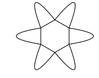 Để trang trí cho một phòng trong một tòa nhà, người ta vẽ lên tường một hình như sau: trên mỗi cạnh của hình lục giác đều có cạnh bằng 2 dm có một cánh hoa hình parabol, (ảnh 1)