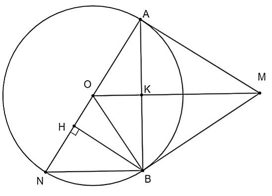 a) Chứng minh \[K\] l&agrave; trung điểm \[AB\]. (ảnh 1)