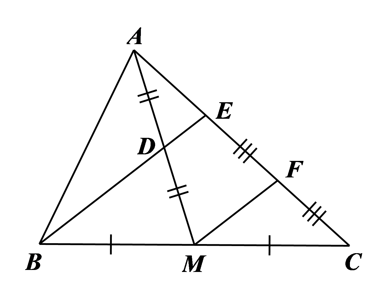 Mà \(F\) là trung điểm của \(EC\) nên \(EF = FC,\) (ảnh 1)