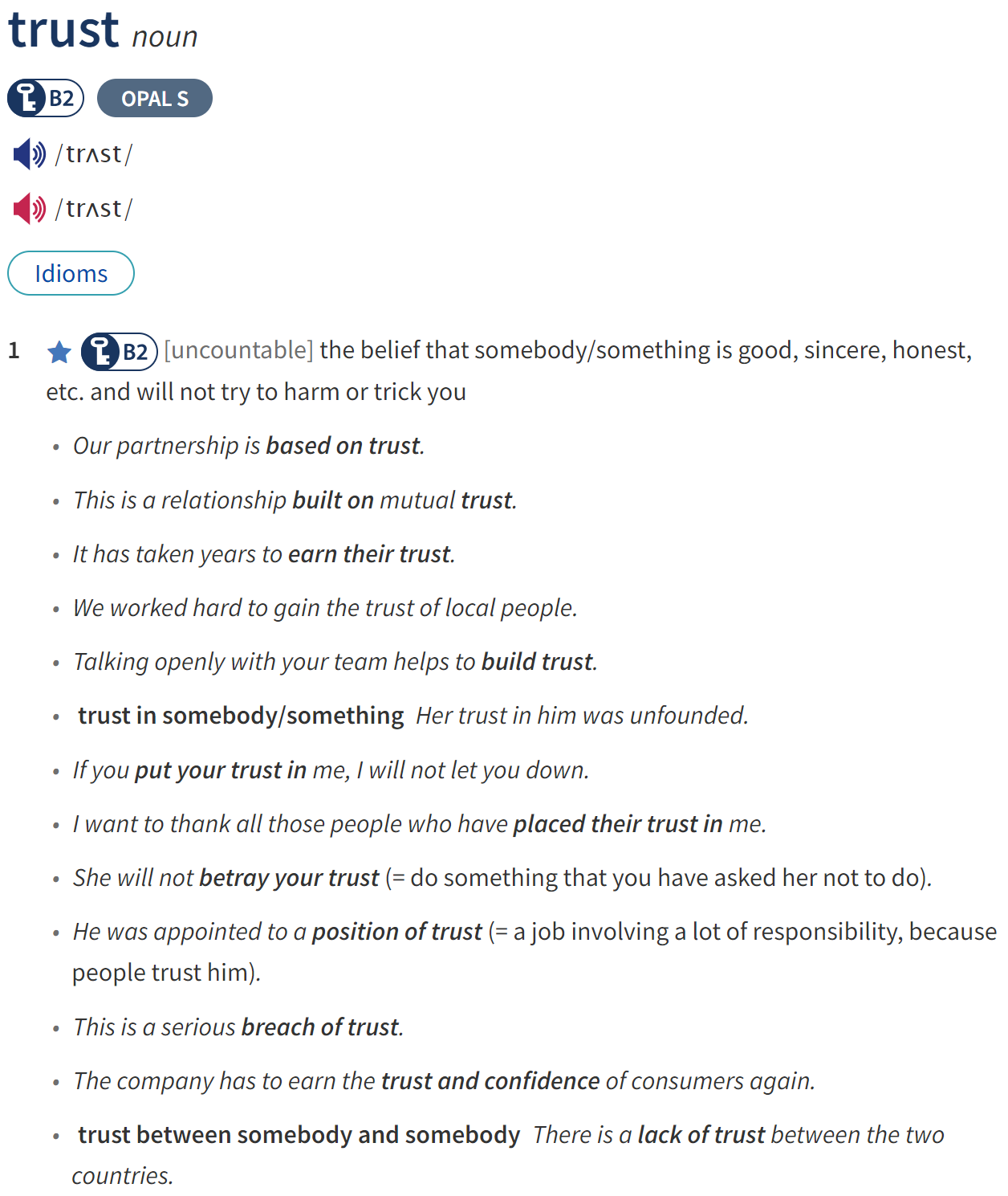 My parents always _______________ in me to look after my younger brother when they are away. (ảnh 1)