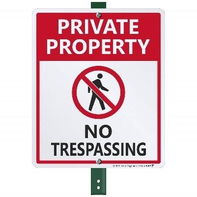 What does this sign mean? A. Trespassing is allowed. B. Only specific times allow trespassing. C. Going in without permission is not allowed. D. Trespassing is encouraged here. (ảnh 1)