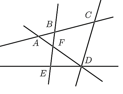 Cho hình vẽ dưới đây.   Hỏi có bao nhiêu bộ ba điểm thẳng hàng trong hình trên? (ảnh 1)