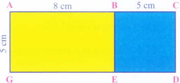 Tính chu vi và diện tích của các hình dưới đây. (1 điểm)                   Chu vi hình chữ nhật ABEG là: (ảnh 1)