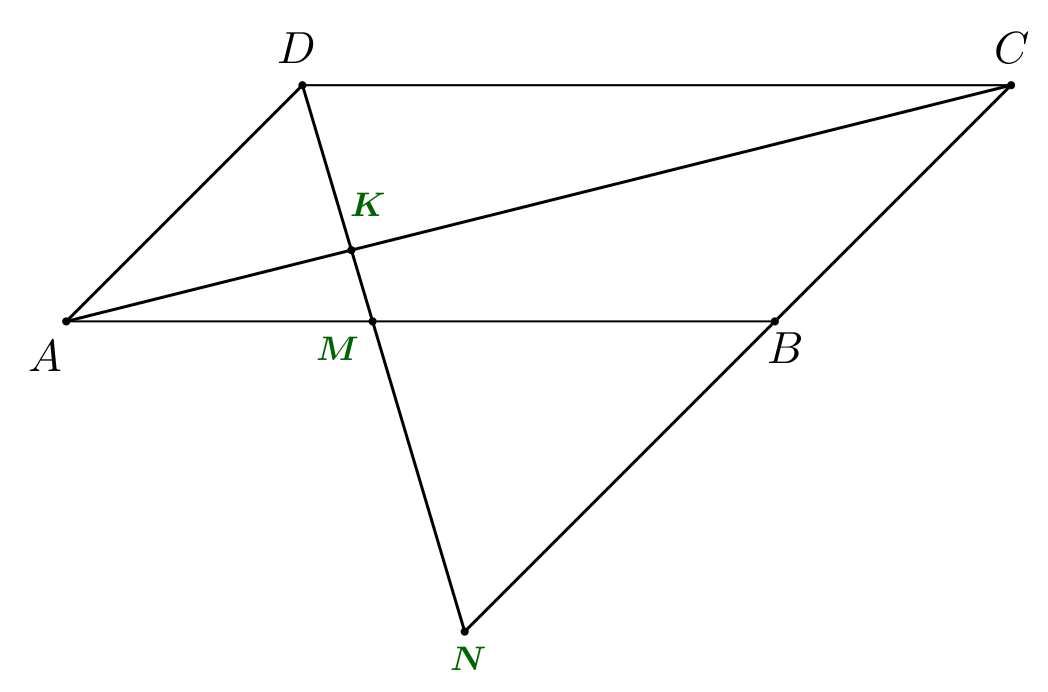 Cho hình bình hành \(ABCD\;\lef (ảnh 1)