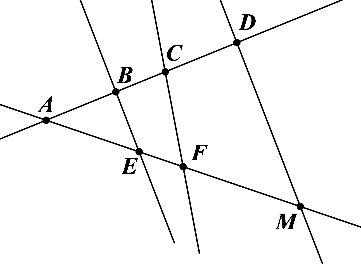 Cho hình vẽ bên.  a) Kể tên bộ 4 điểm thẳng hàng có trong hình? (ảnh 1)