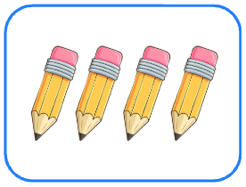 Look, read and circle. There is one example.  	  Three pencils.  	  Four pencils. (ảnh 1)