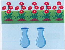 Quan sát bức tranh rồi viết phép nhân, phép chia thích hợp: (2 điểm) a. Có tất cả bao nhiêu bông hoa trong vườn? ………………………. = …… b. Nếu hái hết số hoa trong vườn và cắm vào mỗi lọ số hoa như nhau thì mỗi lọ có mấy bông hoa? ………………………. = …… (ảnh 1)