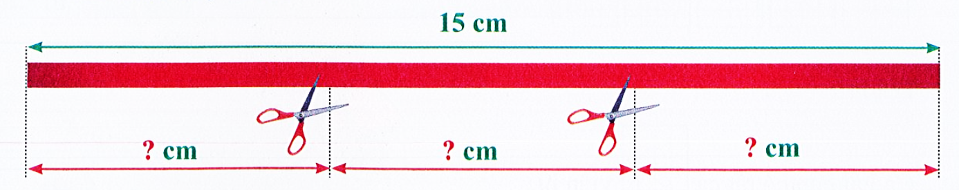 Lan cắt một sợi dây dài 15 cm thành 3 đoạn dây có độ dài bằng nhau. Độ dài của mỗi đoạn dây đó là: A. 3 cm B. 4 cm C. 5 cm D. 6 cm (ảnh 1)